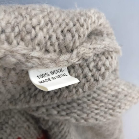 Canada Maple Leaf Intarsia Coastal Fisherman sweater 100% Wool neutral Oatmeal - Picture 3 of 6